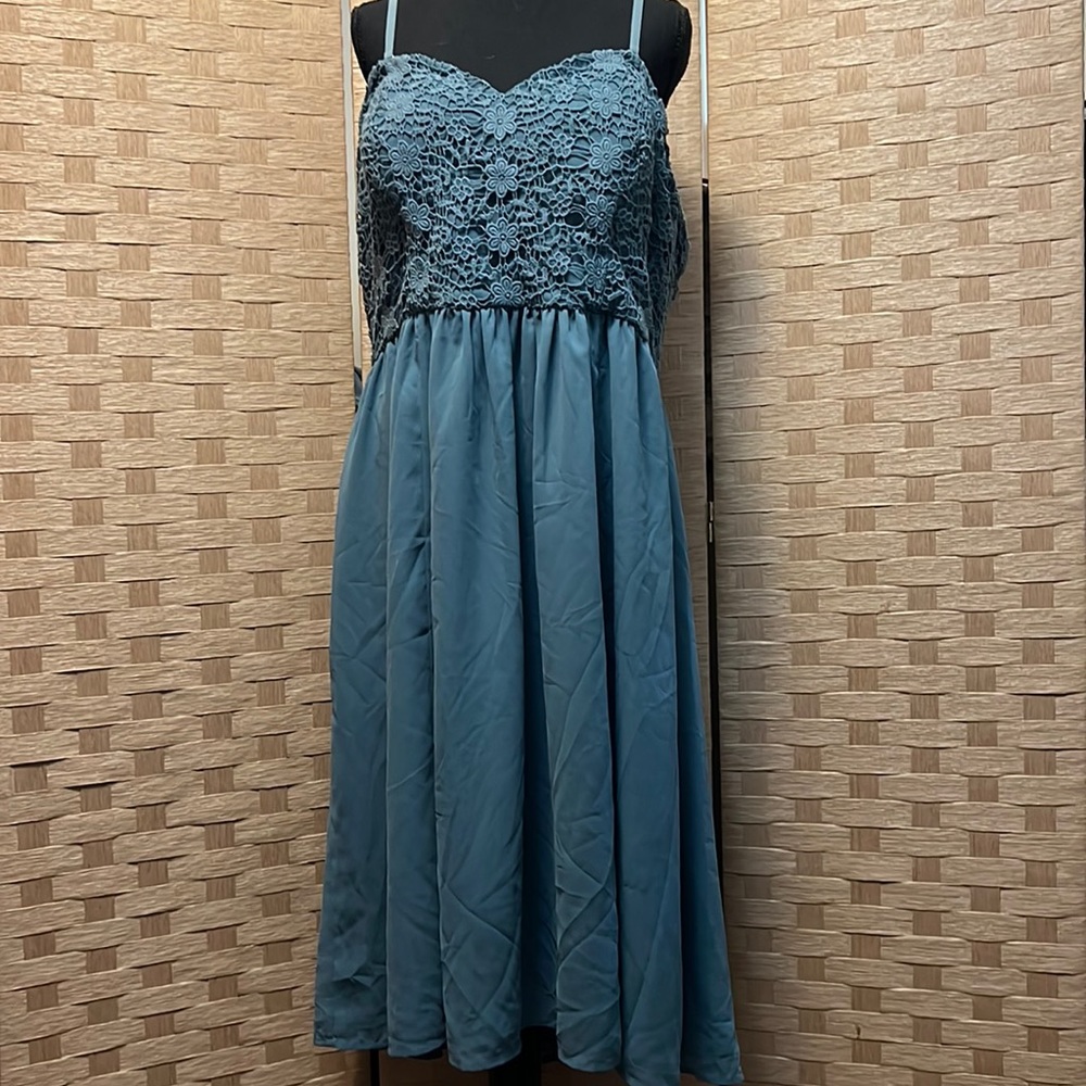 Steely Blue ModCloth Crocheted Top Dress sz 18